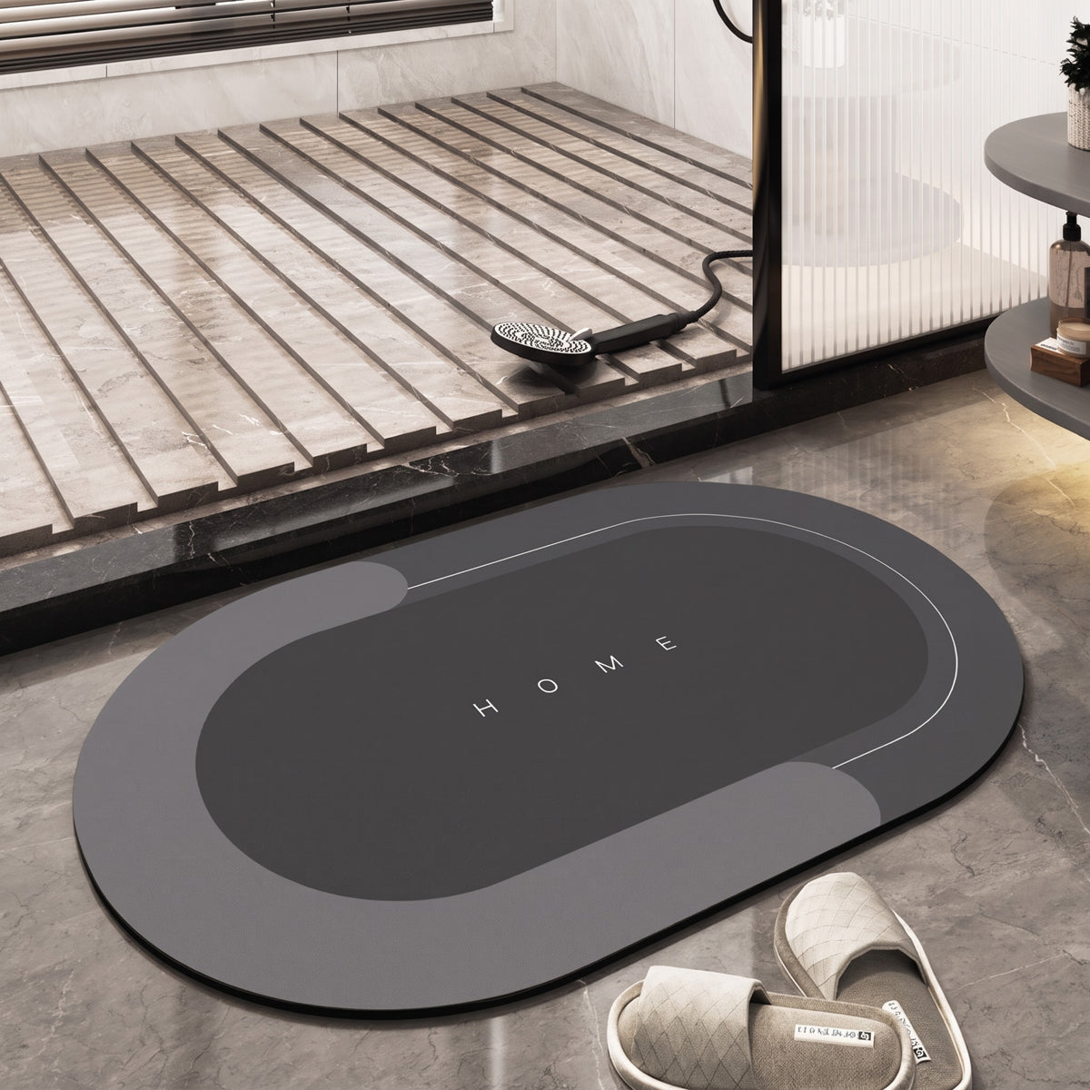 Oval Quick-Dry Bath Mat for Bathroom and Kitchen Entryways