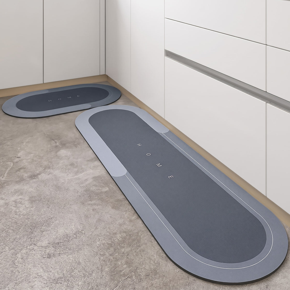 Oval Quick-Dry Bath Mat for Bathroom and Kitchen Entryways