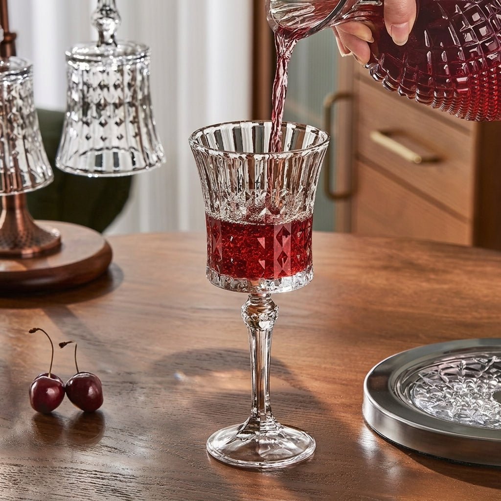 2pcs Champagne Flute with Diamond Cut Design - Champagne Flutes - Seravelle Home