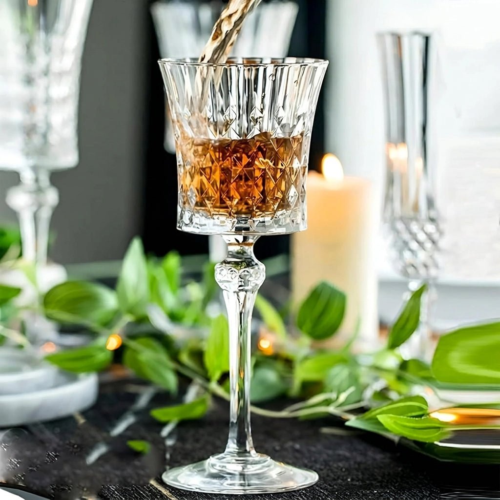 2pcs Champagne Flute with Diamond Cut Design - Champagne Flutes - Seravelle Home