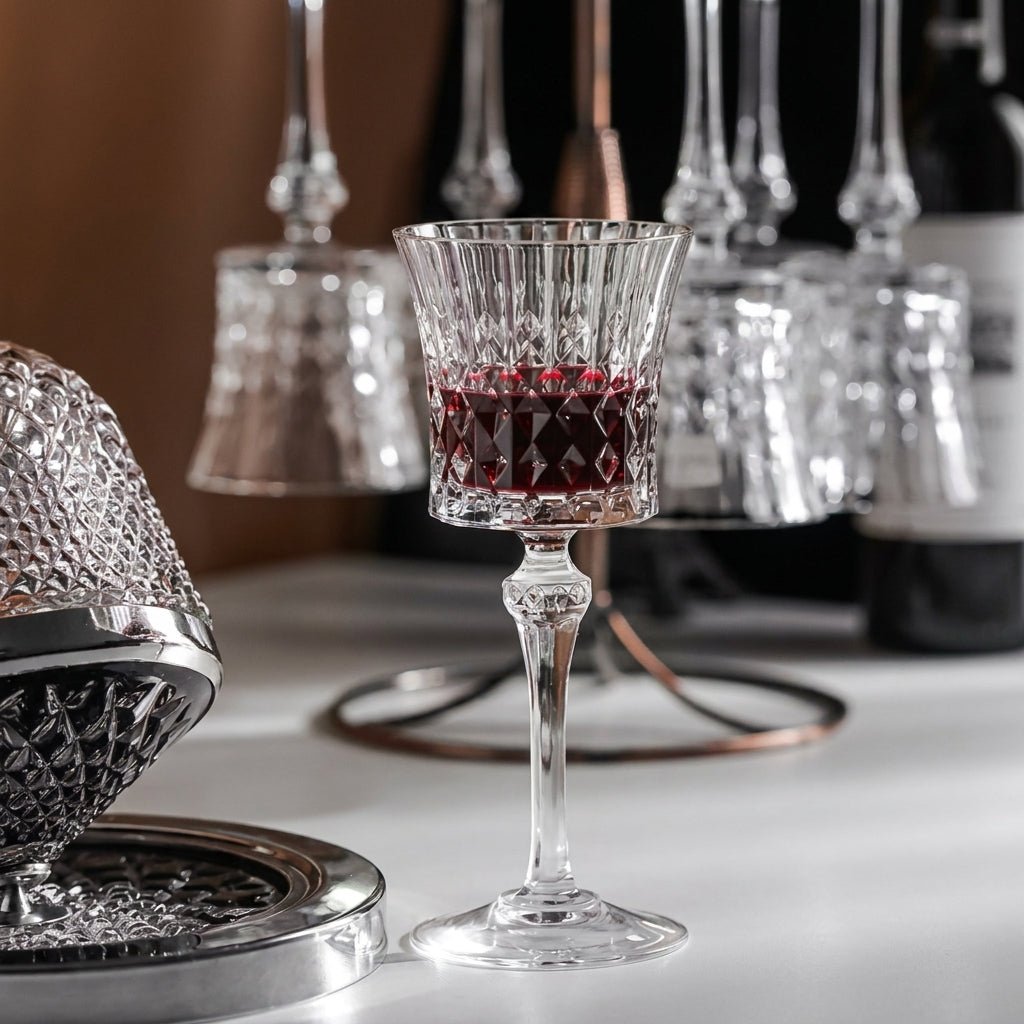 2pcs Champagne Flute with Diamond Cut Design - Champagne Flutes - Seravelle Home