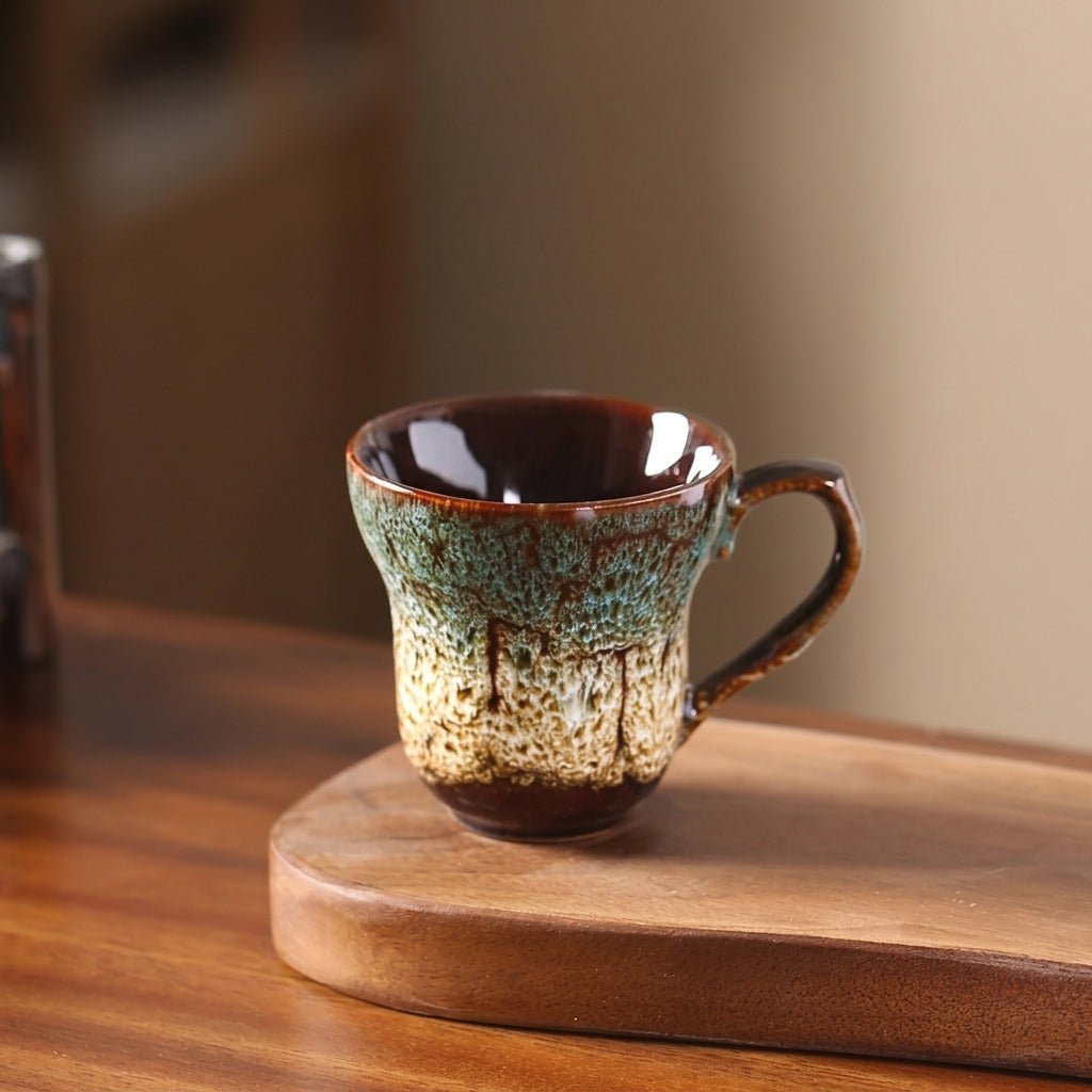 2pcs Vintage Coffee Cup Ceramic with Reactive Glaze Finish - Mugs - Blue - Seravelle Home