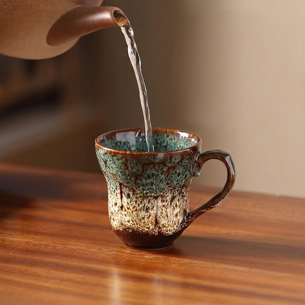 2pcs Vintage Coffee Cup Ceramic with Reactive Glaze Finish - Mugs - Blue - Seravelle Home
