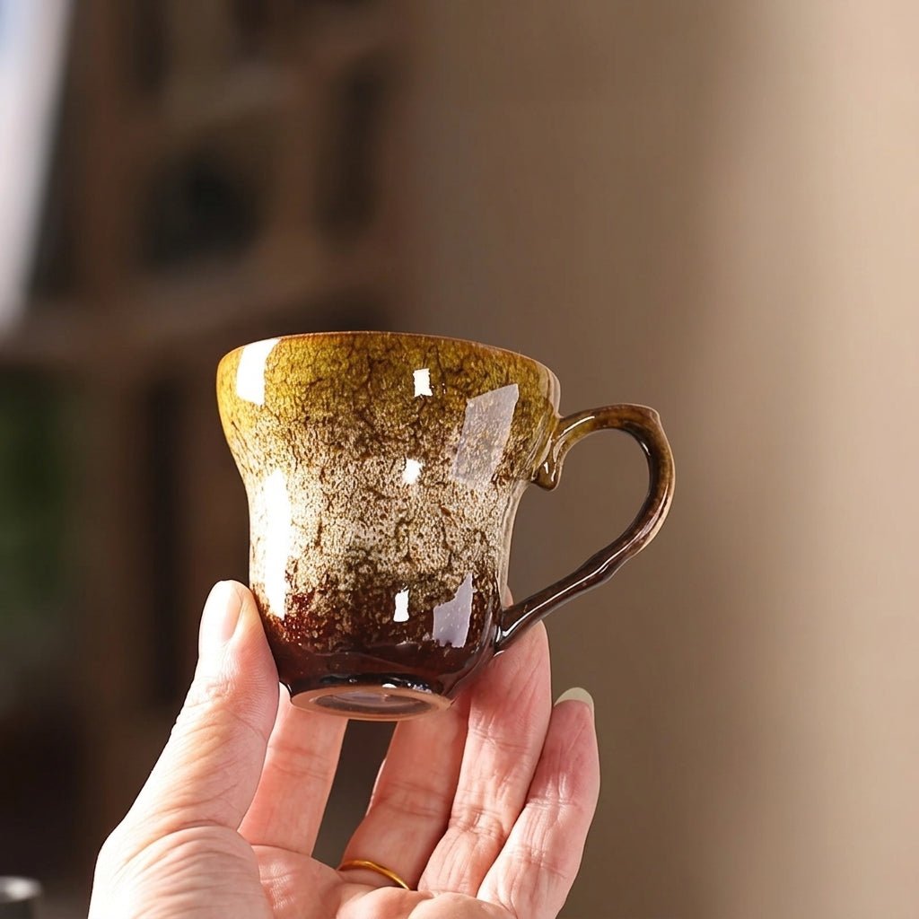 2pcs Vintage Coffee Cup Ceramic with Reactive Glaze Finish - Mugs - Yellow - Seravelle Home