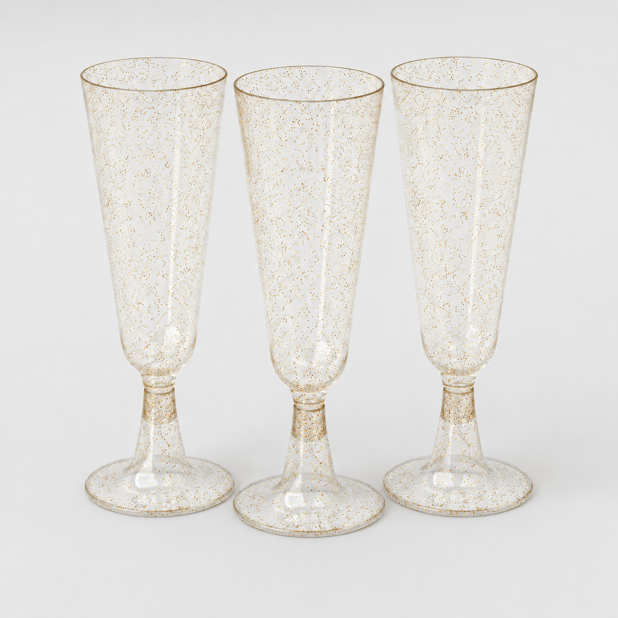 3pcs Champagne Flute with Gold Glitter Effect - Champagne Flutes - Seravelle Home