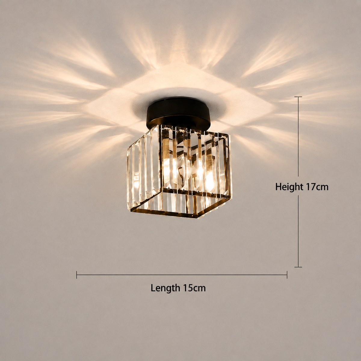 Crystal Square Flush Mount Ceiling Light for Hallways