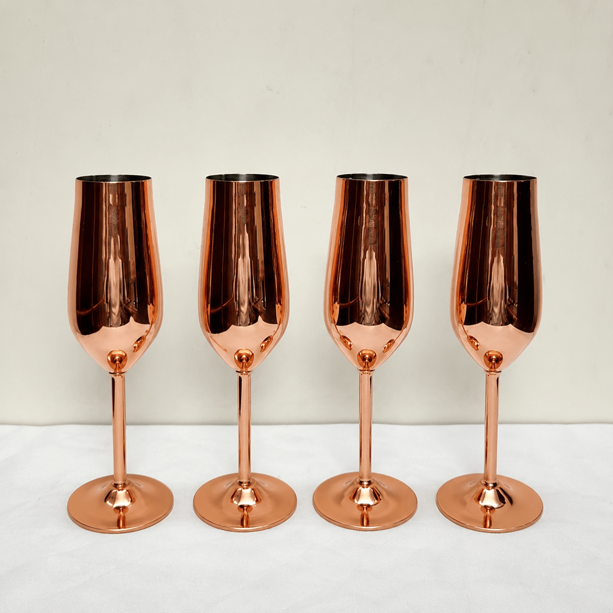 4pcs Set Stainless Steel Champagne Flute - Champagne Flutes - Rose gold - Seravelle Home