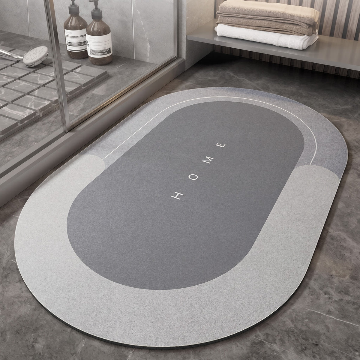 Oval Quick-Dry Bath Mat for Bathroom and Kitchen Entryways