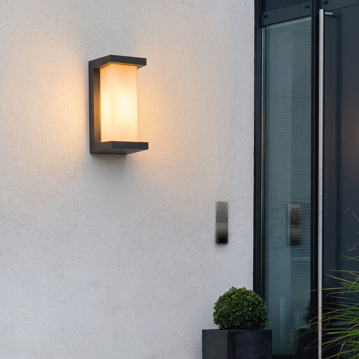 Modern Outdoor Wall Light Rectangular Dark Frame Horizontal or Vertical Mount