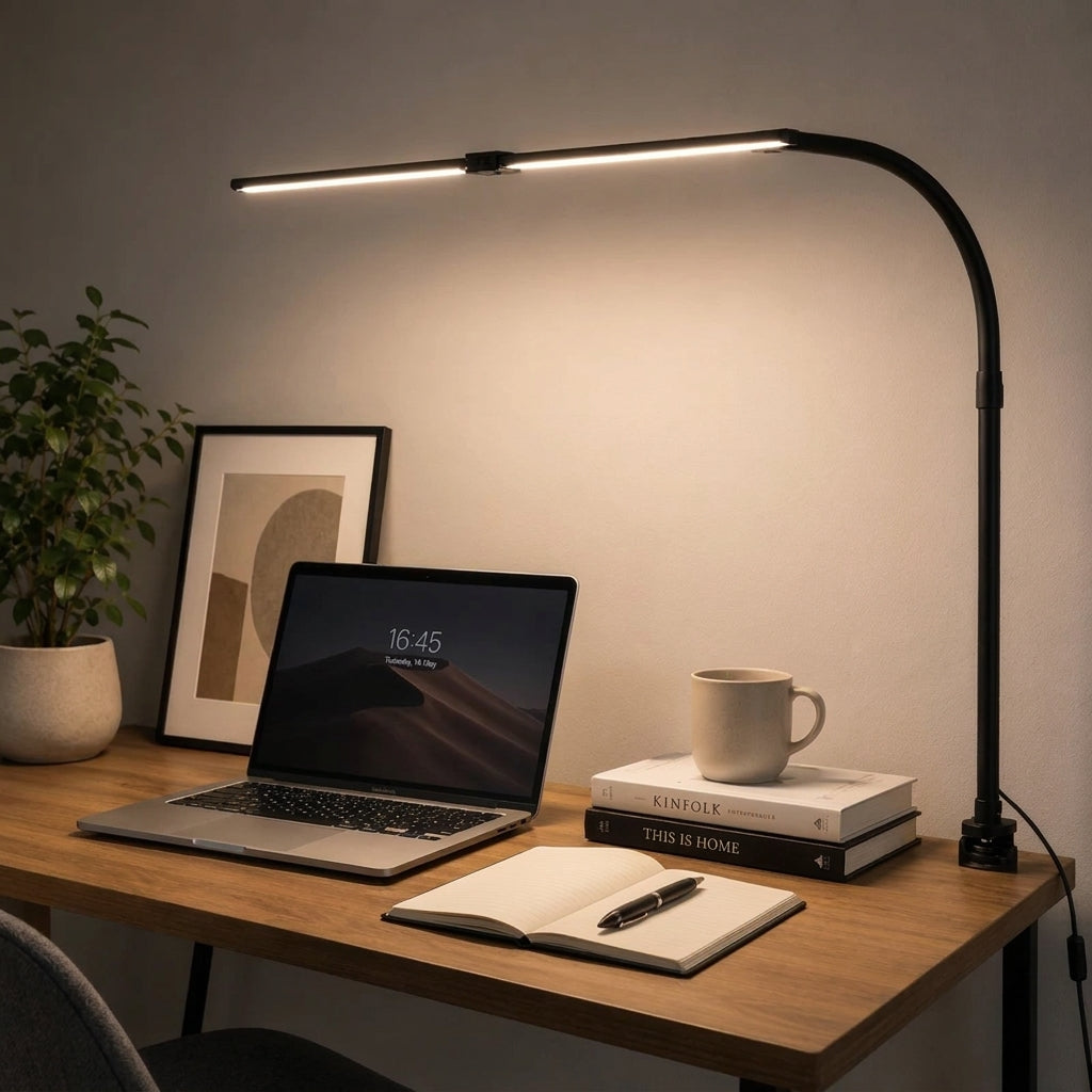 Adjustable LED Desk Lamp with Flexible Clamp Mount Arm