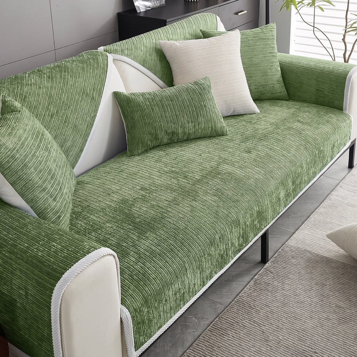 Chenille Sofa Cover with Non-Slip Backing