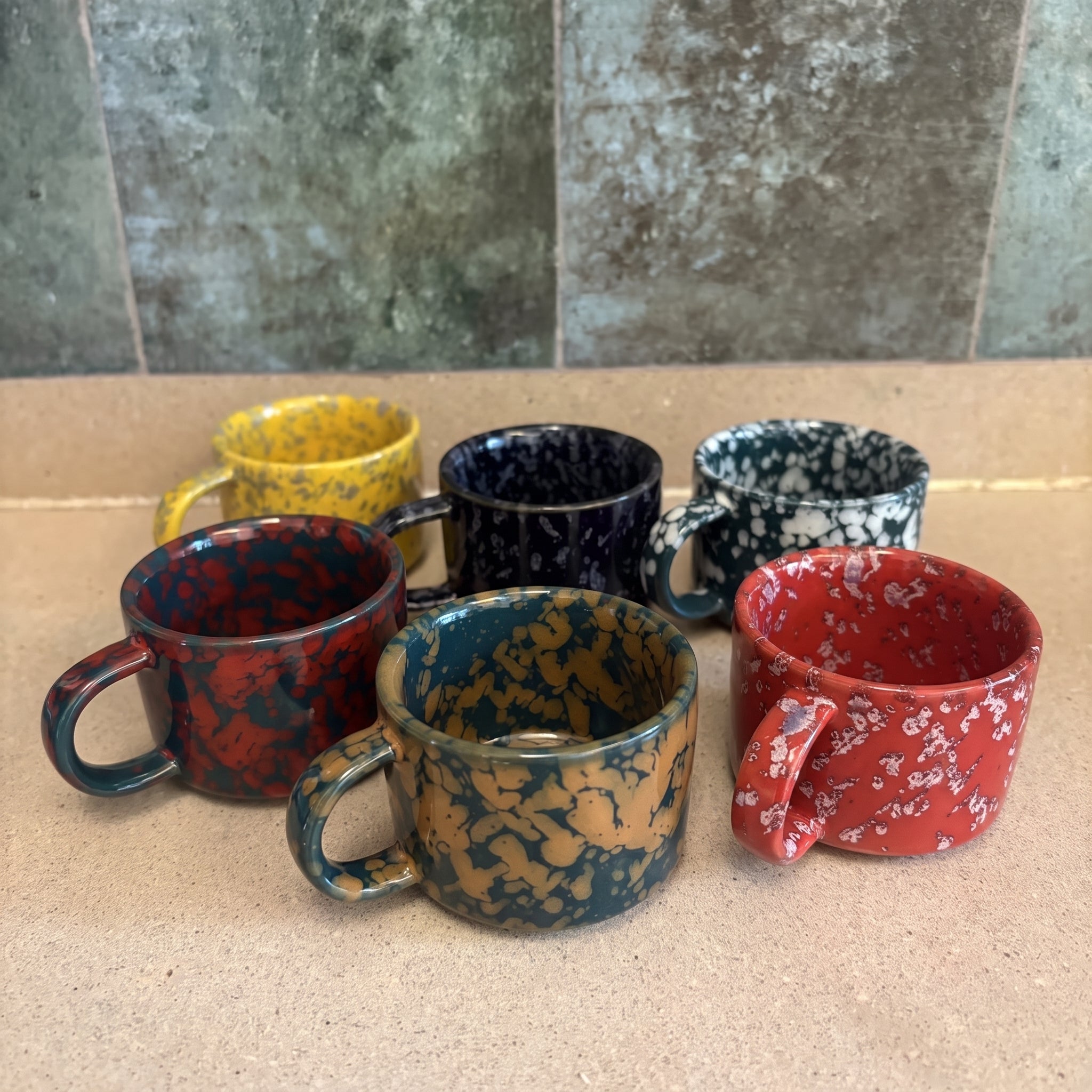 12-Piece Vintage Ceramic Coffee Cup with Speckled Glaze