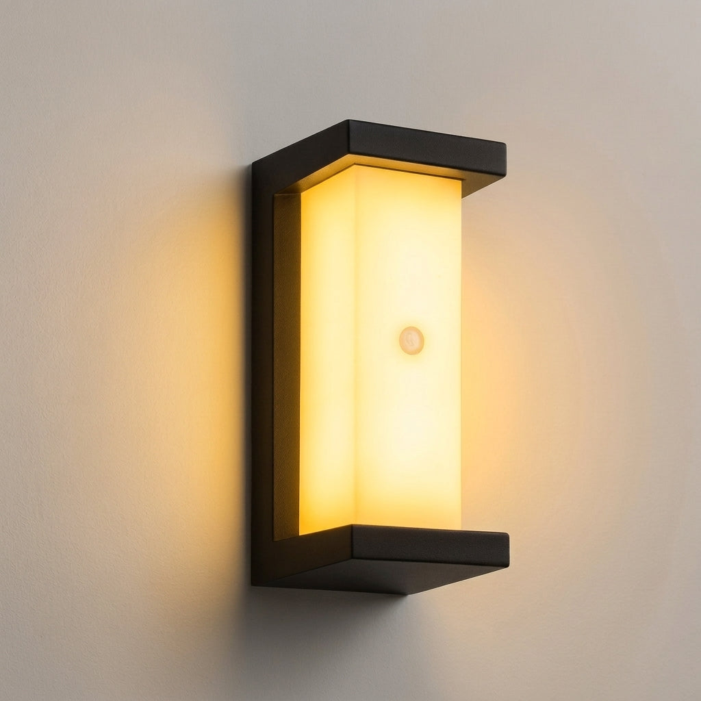 Modern Outdoor Wall Light Rectangular Dark Frame Horizontal or Vertical Mount