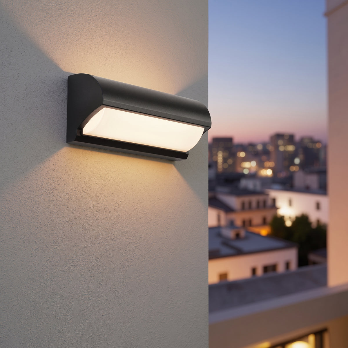 Curved LED Outdoor Wall Light with Upward and Downward Glow