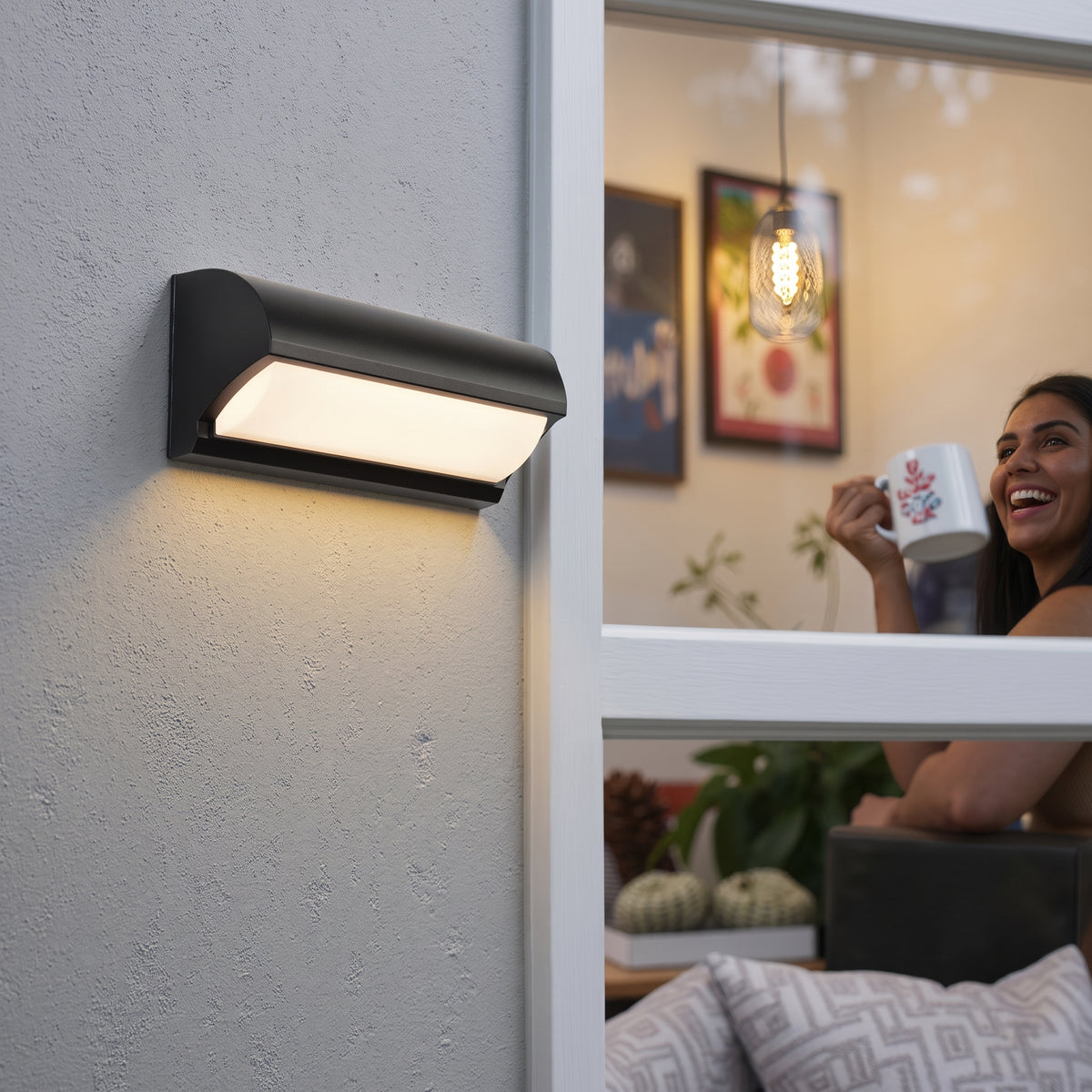 Curved LED Outdoor Wall Light with Upward and Downward Glow