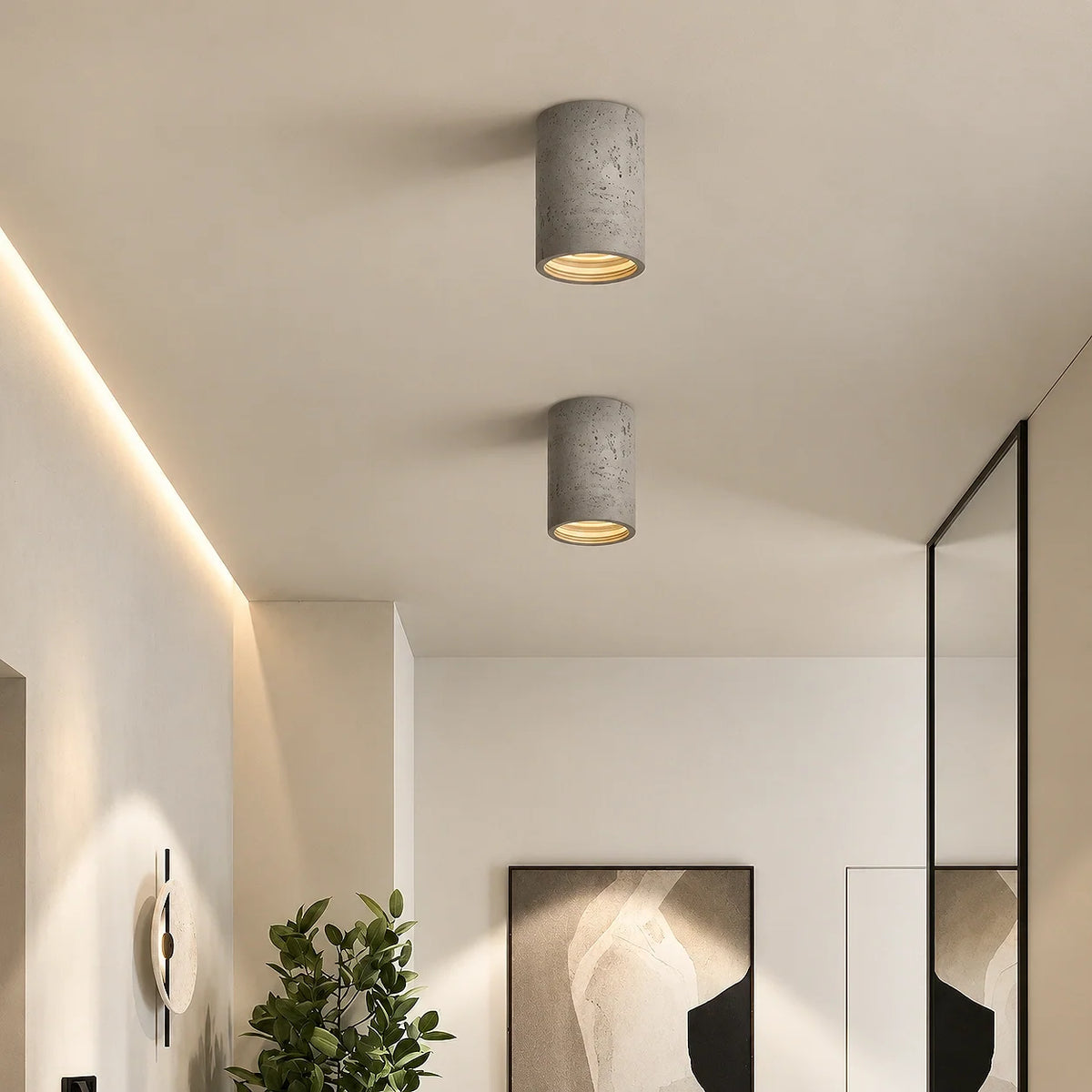 Travertine Cylindrical Ceiling Lamp Flush Mount Fitting