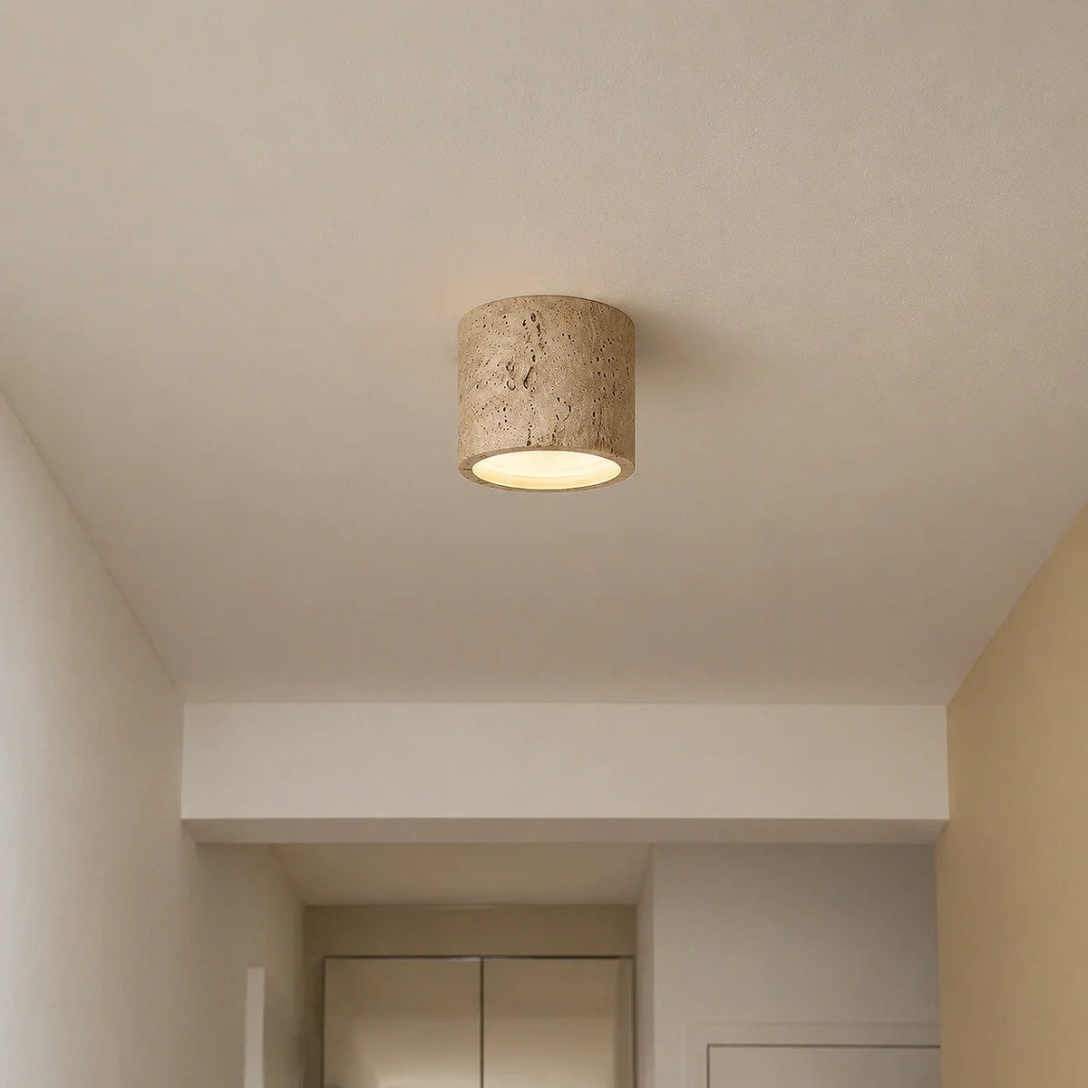 Travertine Cylindrical Ceiling Lamp Flush Mount Fitting