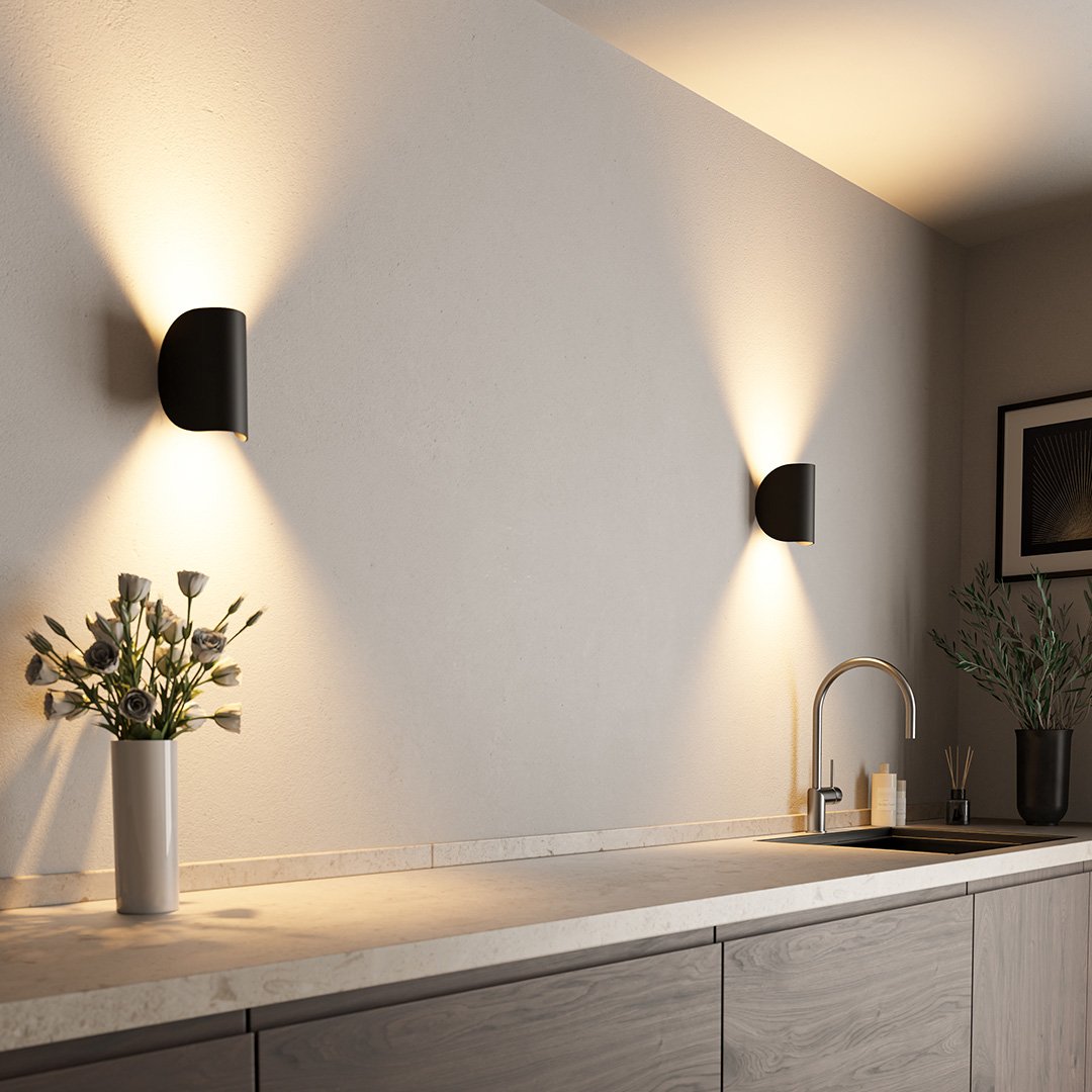Up and Down LED Wall Light with Curved Metal Shade