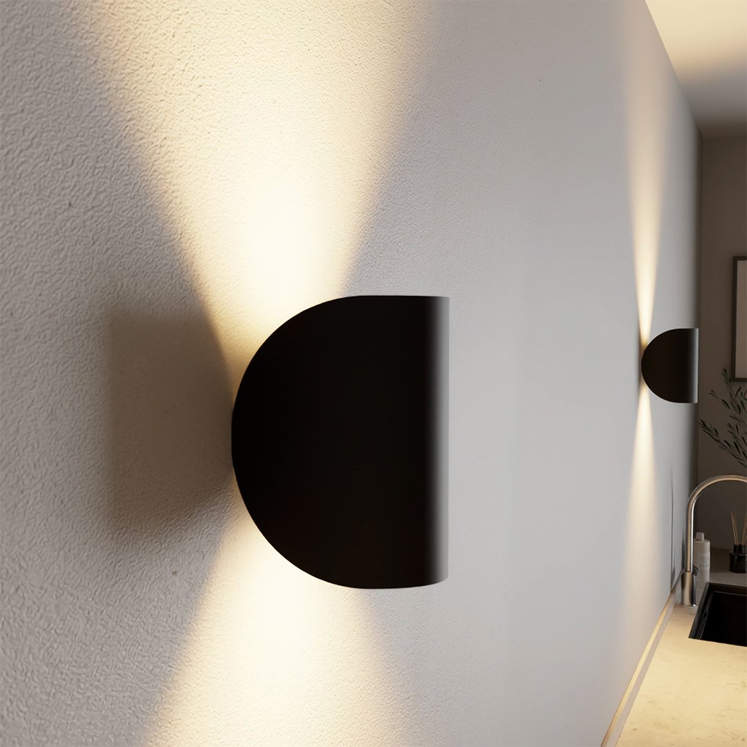 Up and Down LED Wall Light with Curved Metal Shade