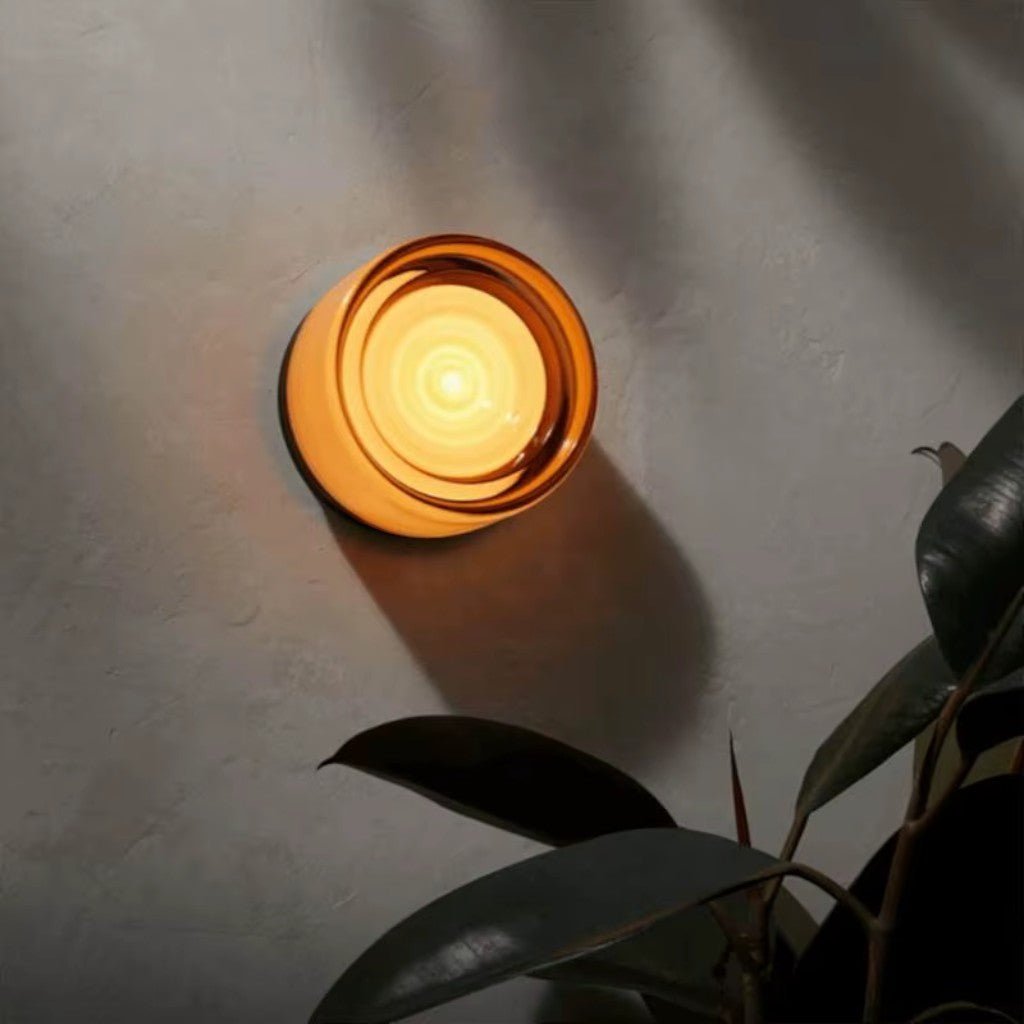 Acrylic Jelly Wall Lamp with Swirled LED Shade Design - Wall Light Fixtures - Amber - Seravelle Home