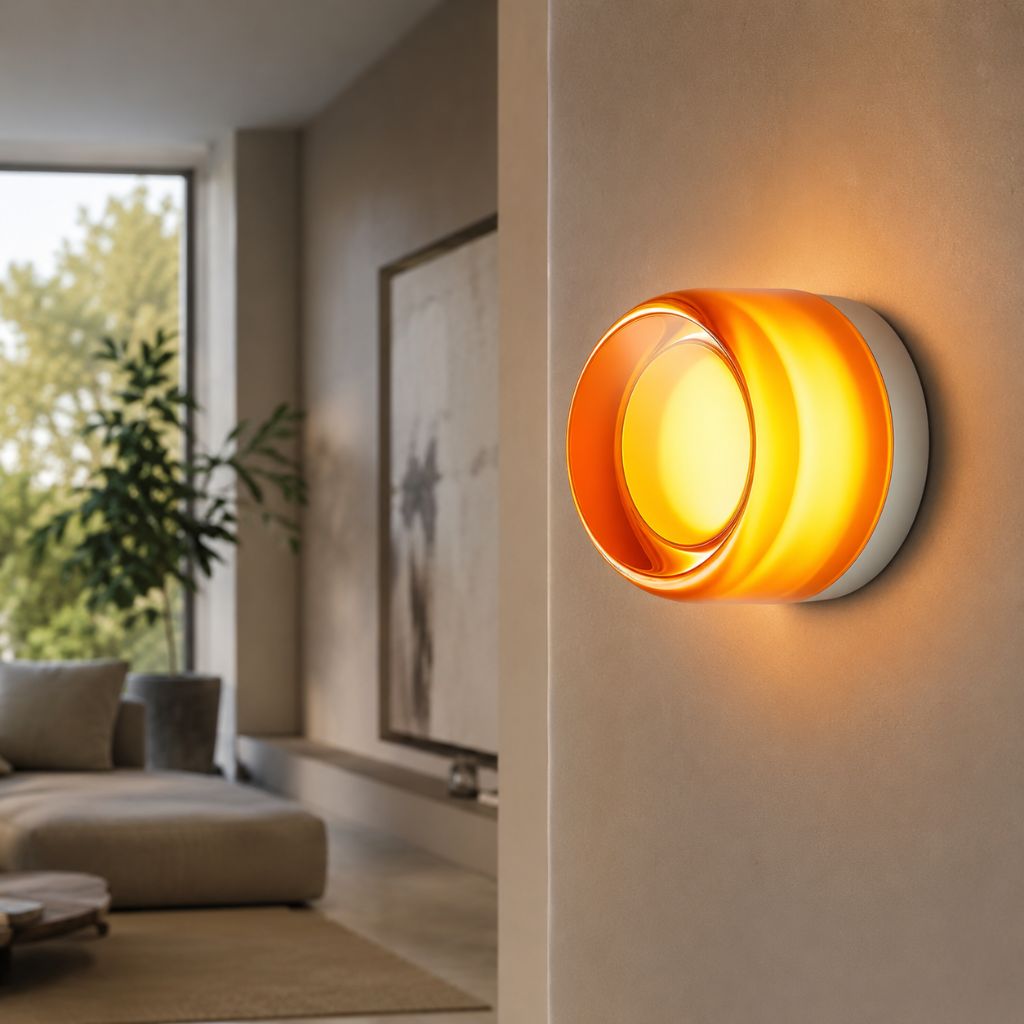 Acrylic Jelly Wall Lamp with Swirled LED Shade Design - Wall Light Fixtures - Amber - Seravelle Home