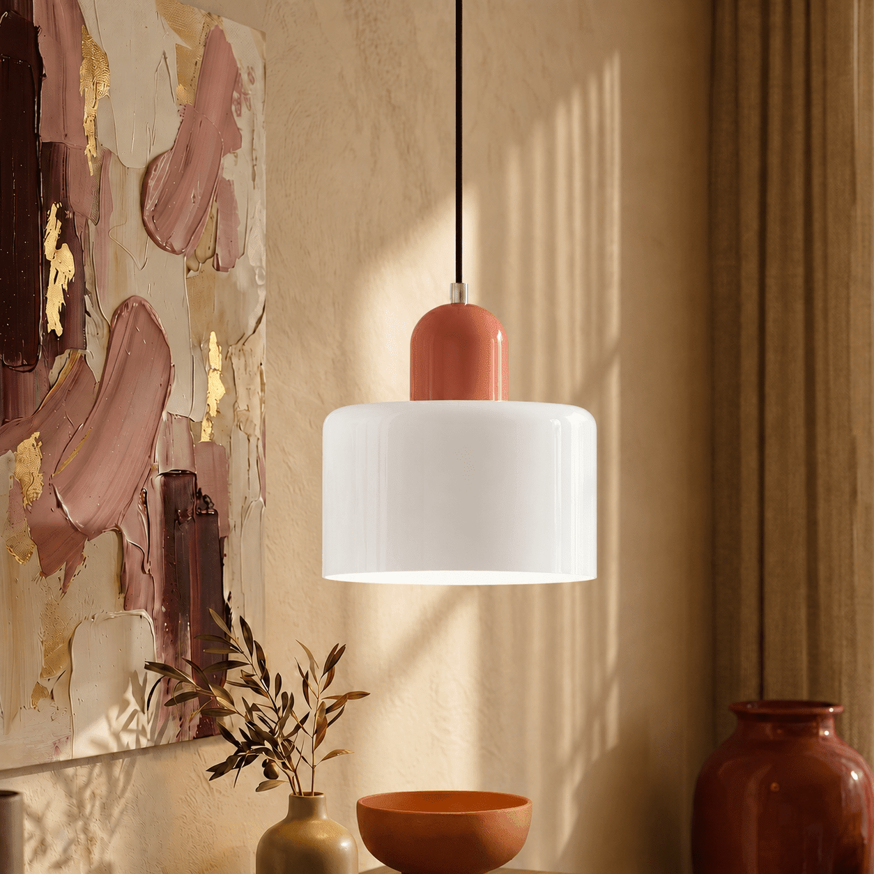 Bauhaus Pendant Light with Modern Cylindrical Shade Design - Pendant Light - White - Seravelle Home