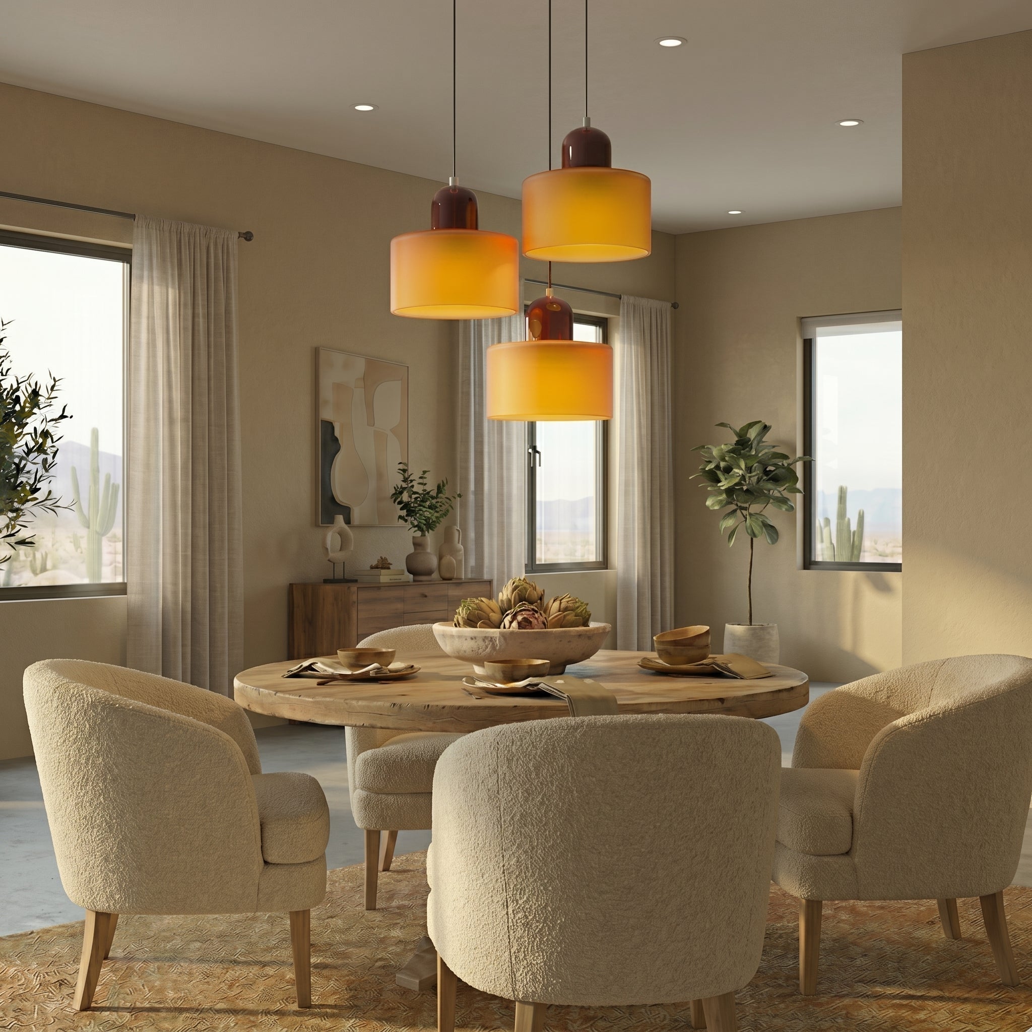 Bauhaus Pendant Light with Modern Cylindrical Shade Design - Pendant Light - Orange - Seravelle Home