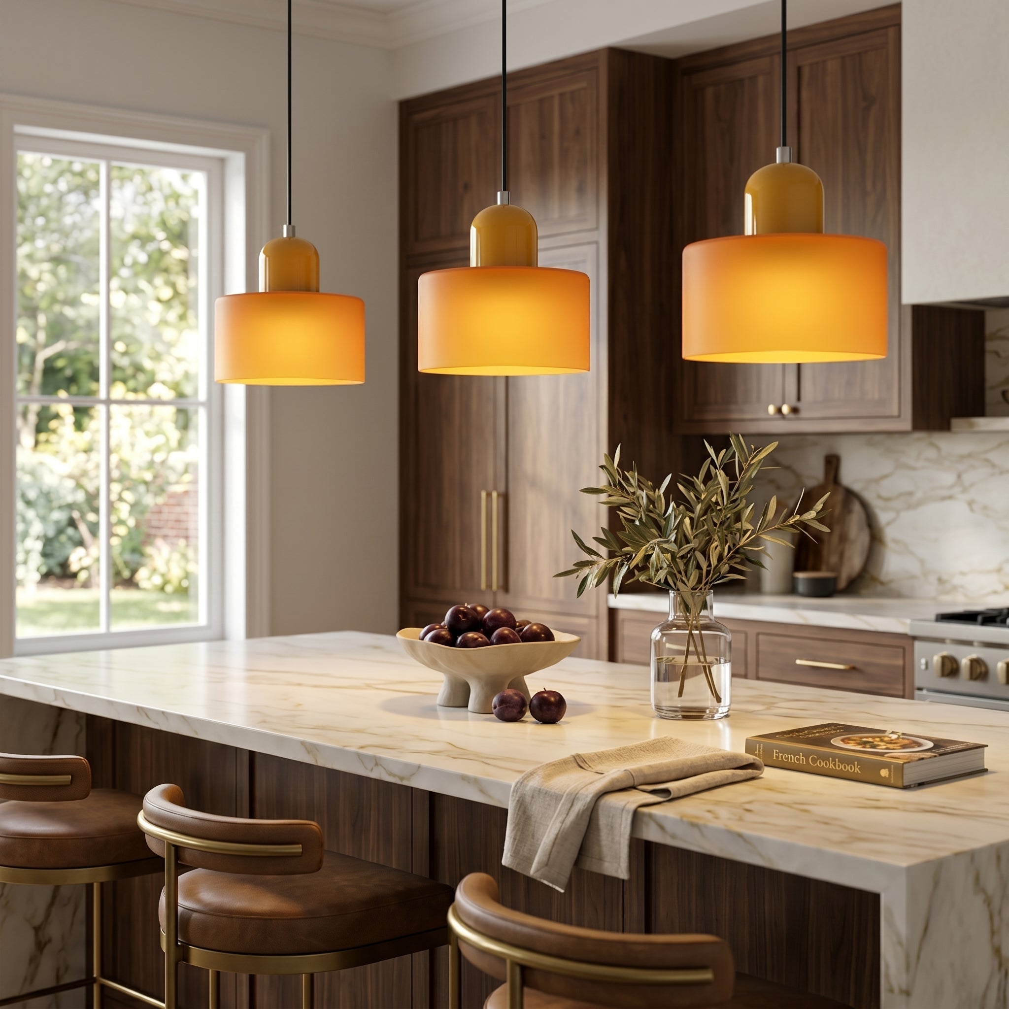 Bauhaus Pendant Light with Modern Cylindrical Shade Design - Pendant Light - Orange - Seravelle Home