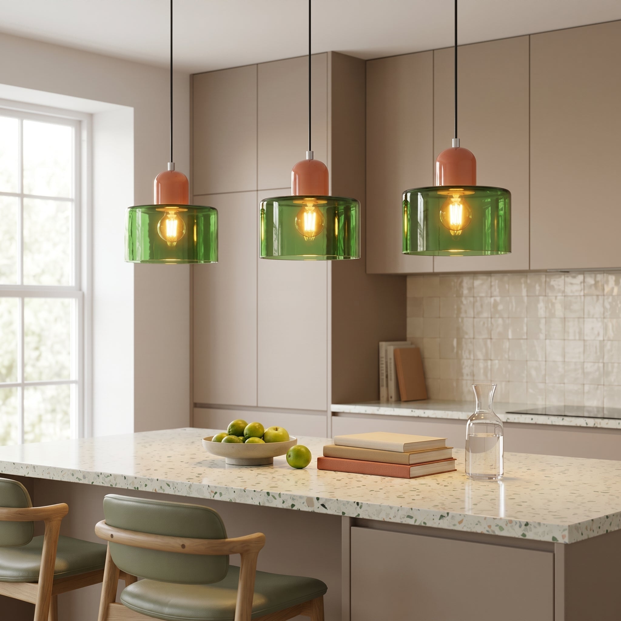 Bauhaus Pendant Light with Modern Cylindrical Shade Design - Pendant Light - Green - Seravelle Home