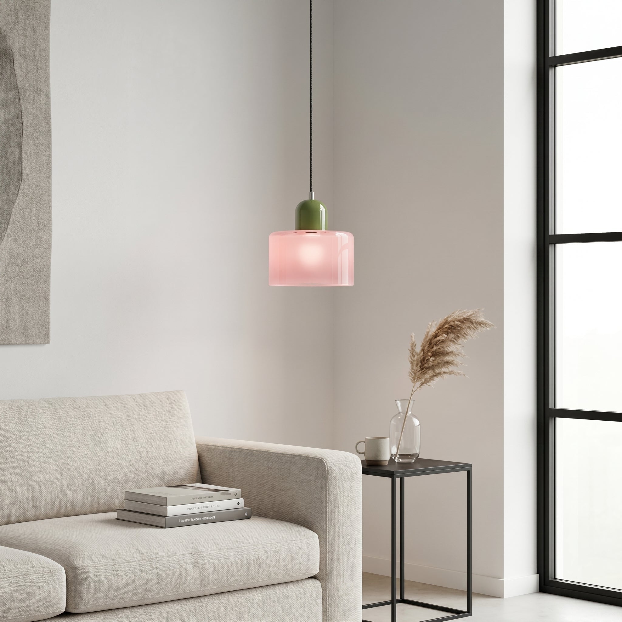 Bauhaus Pendant Light with Modern Cylindrical Shade Design - Pendant Light - Pink - Seravelle Home