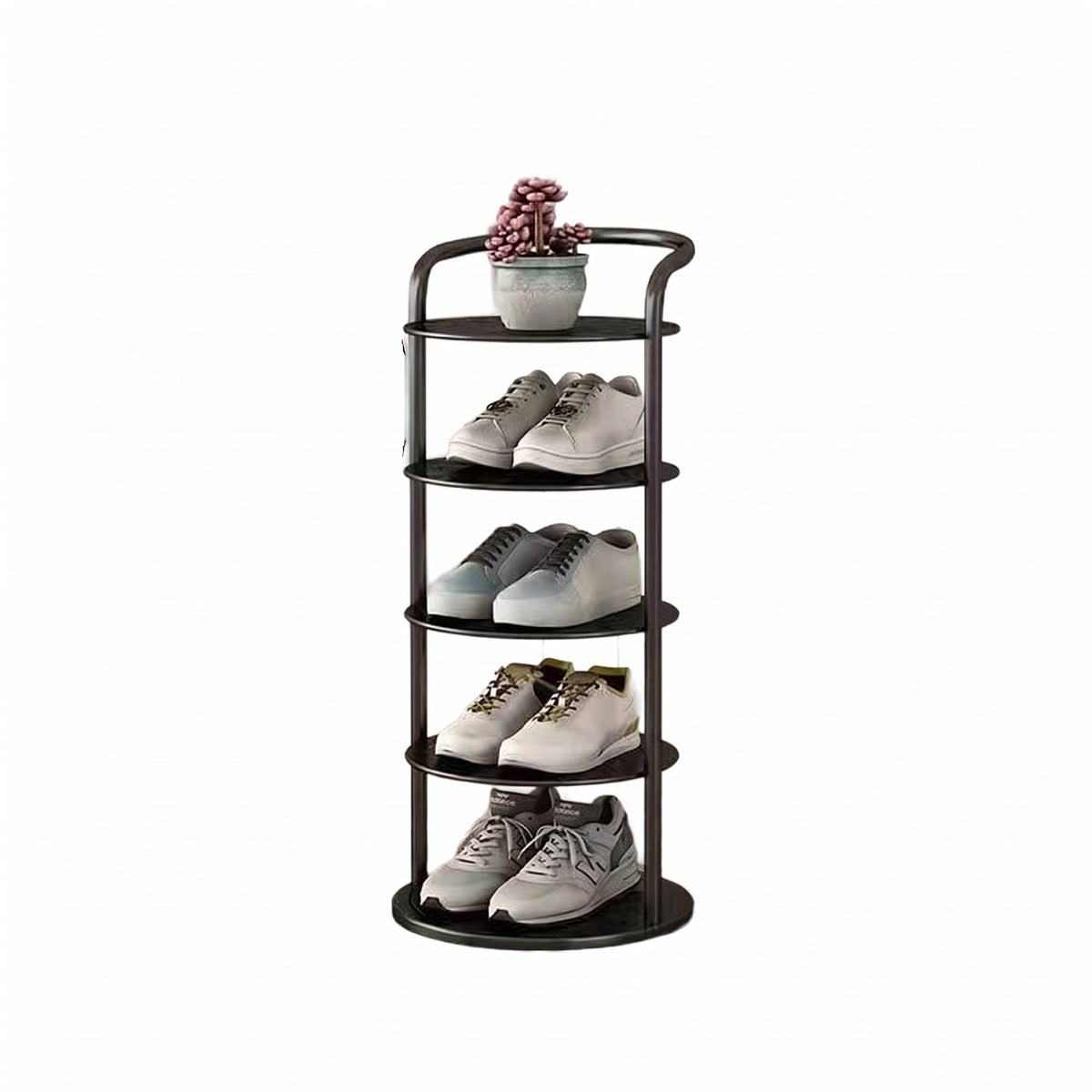 Vertical Round Open Shelf Shoe Rack Entryway Storage