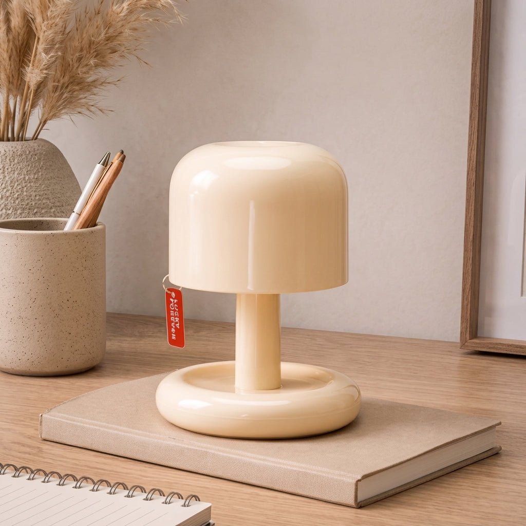 Compact Retro Table Lamp with Round Base and Mushroom Shade - Table Lamp - Seravelle Home