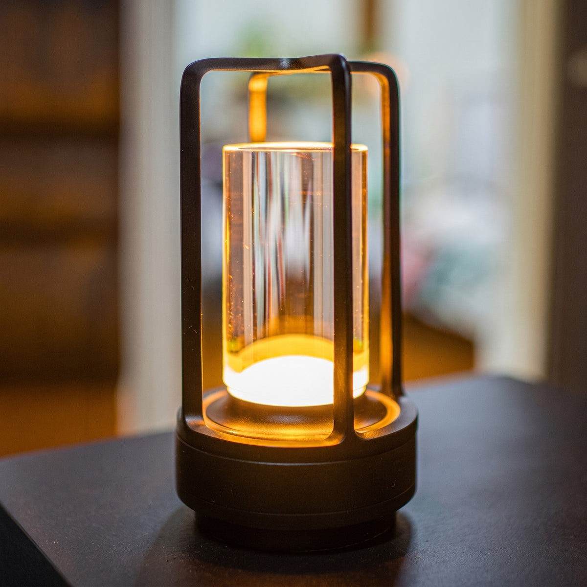 Cordless Cage Table Lamp with Touch Control - Table Lamps - Black - Seravelle Home