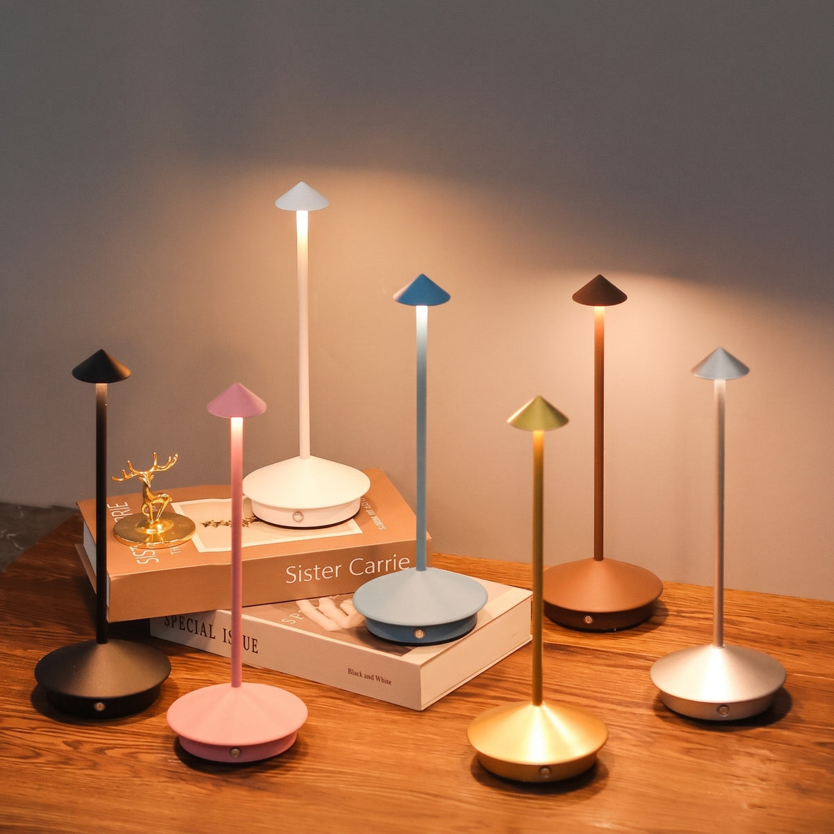 Cordless LED Table Lamp with Touch Dimming Control - Table Lamps - Blue - Seravelle Home