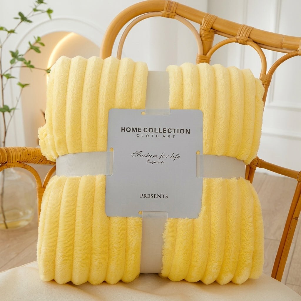 Cozy Soft Striped Flannel Throw Blanket - Throw Blanket - Yellow - Seravelle Home