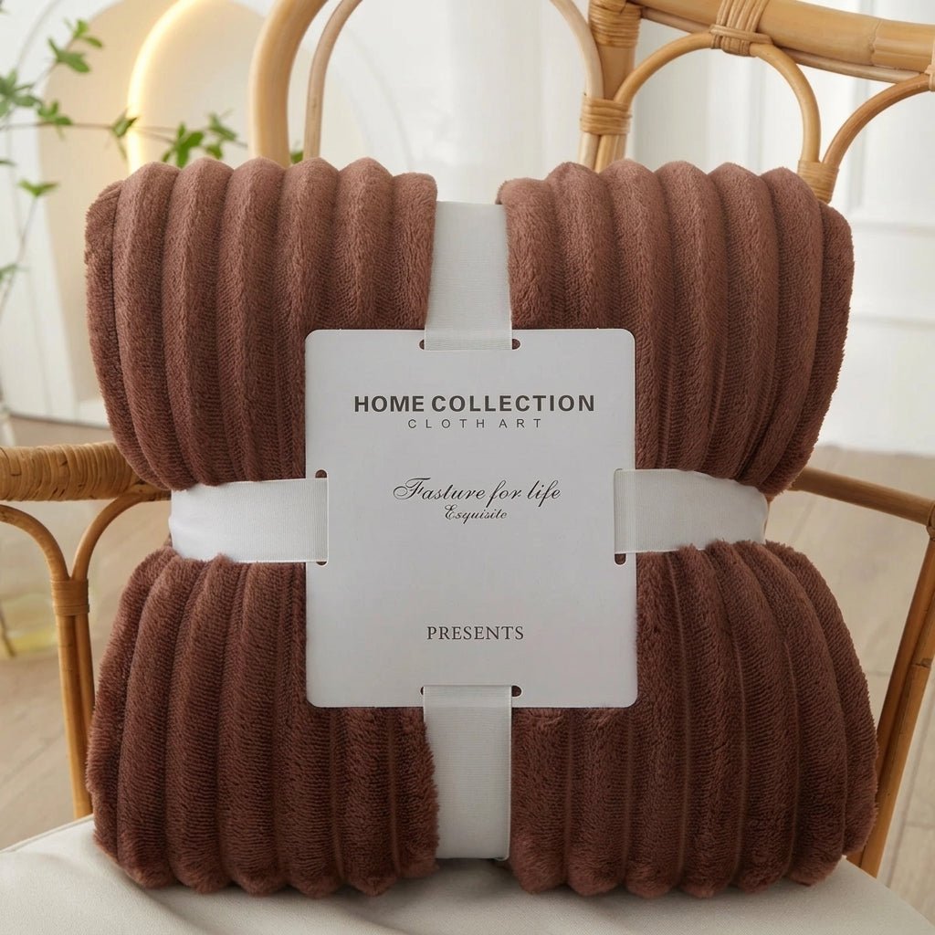 Cozy Soft Striped Flannel Throw Blanket - Throw Blanket - Dark Brown - Seravelle Home