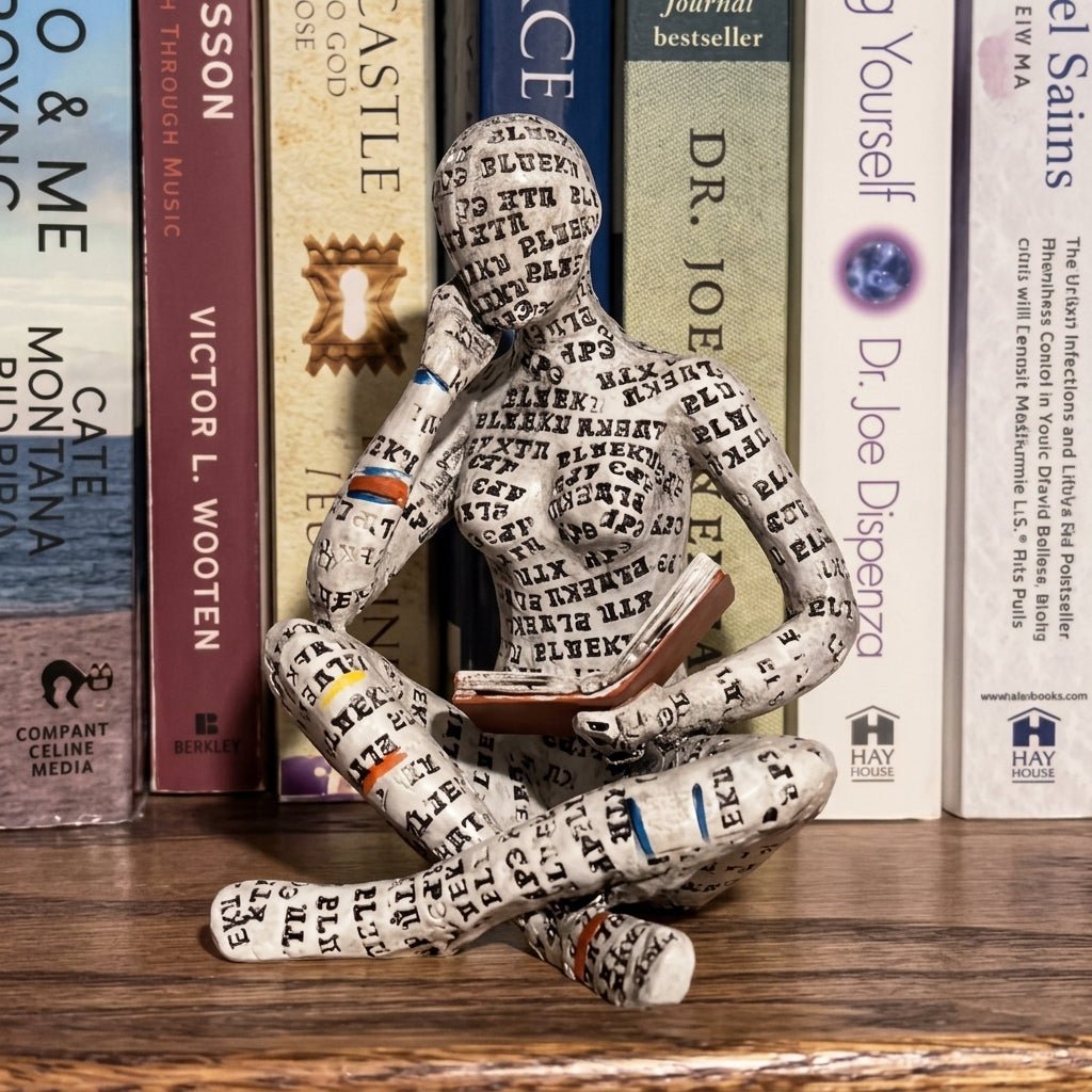 Creative Abstract Book Lover Sitting & Lying Figure Sculpture - Figurine - Relaxed - Seravelle Home