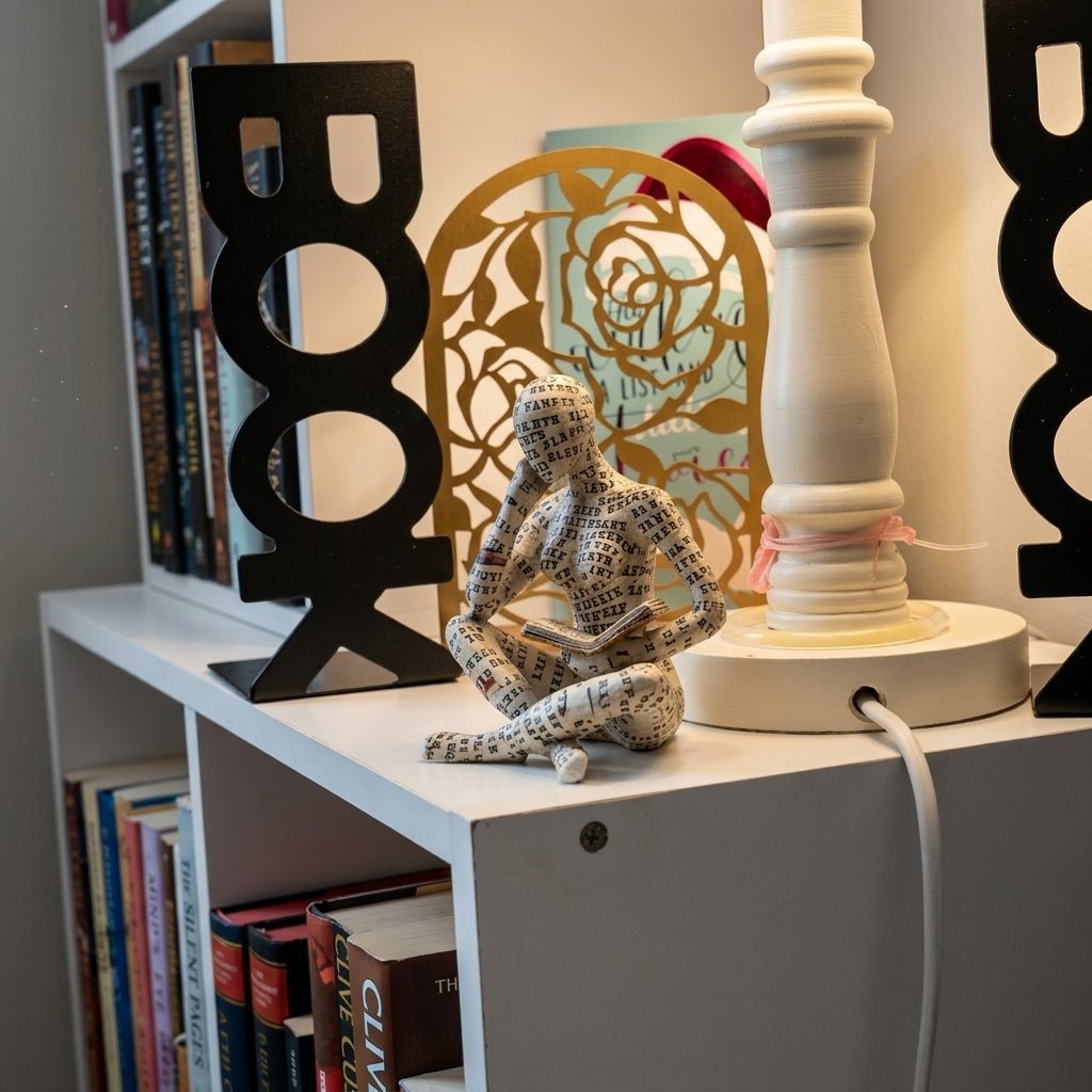 Creative Abstract Book Lover Sitting & Lying Figure Sculpture - Figurine - Relaxed - Seravelle Home