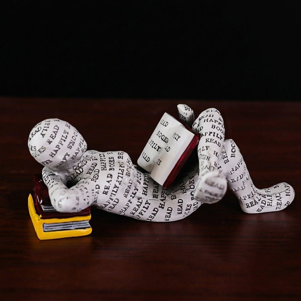 Creative Abstract Book Lover Sitting & Lying Figure Sculpture - Figurine - Holiday - Seravelle Home