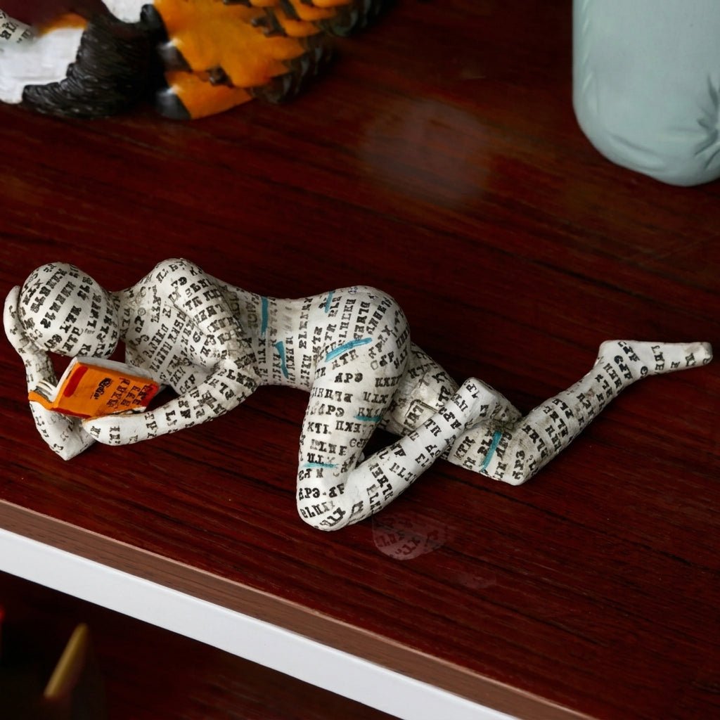 Creative Abstract Book Lover Sitting & Lying Figure Sculpture - Figurine - Lying - Seravelle Home