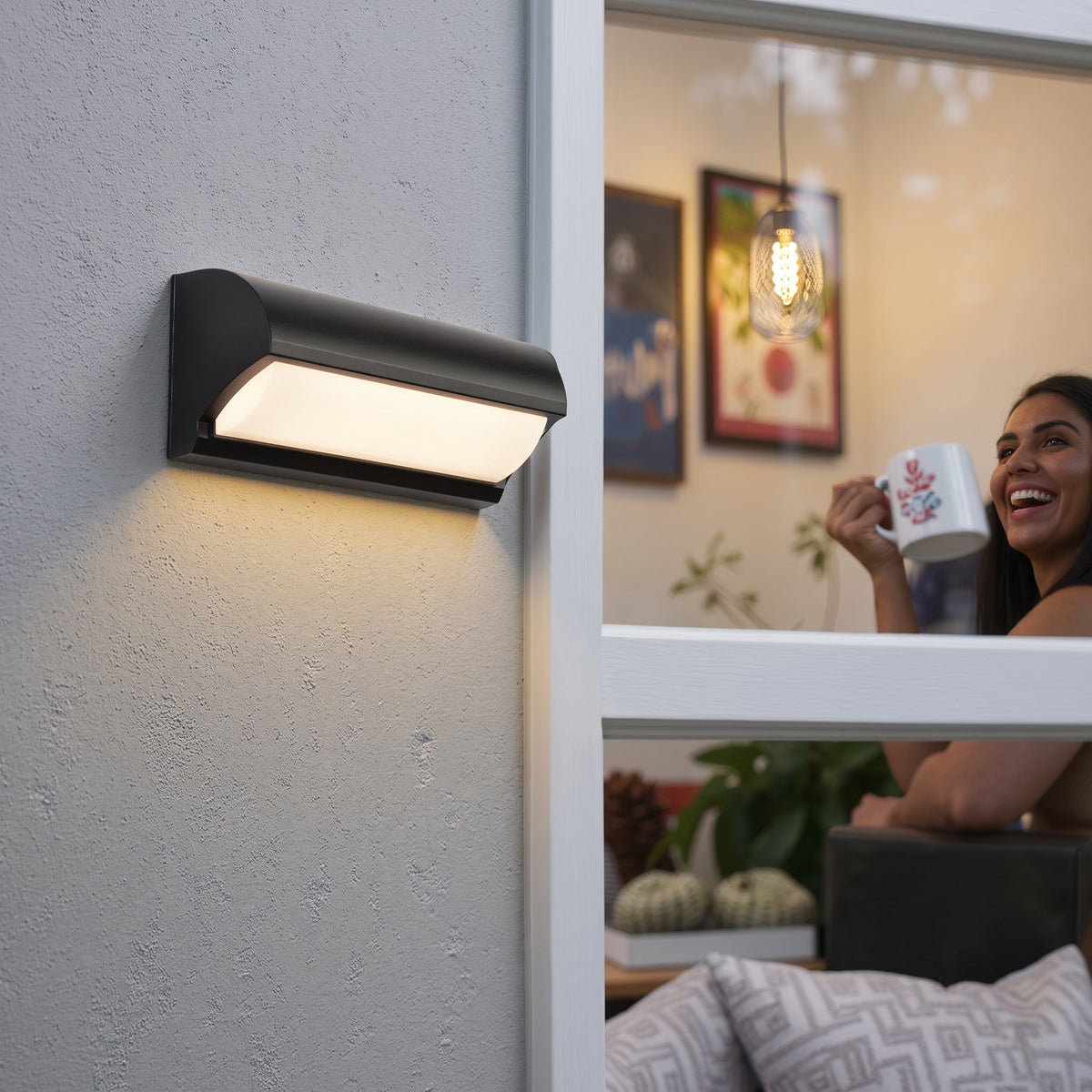 Curved LED Outdoor Wall Light with Upward and Downward Glow - Wall Light Fixtures - Seravelle Home