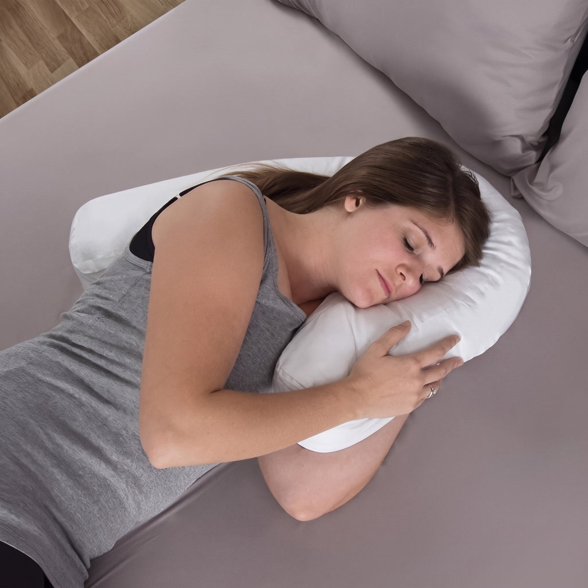 Curved Side Sleeper Pillow with Ear Hole Support - Body Pillows - White - Seravelle Home