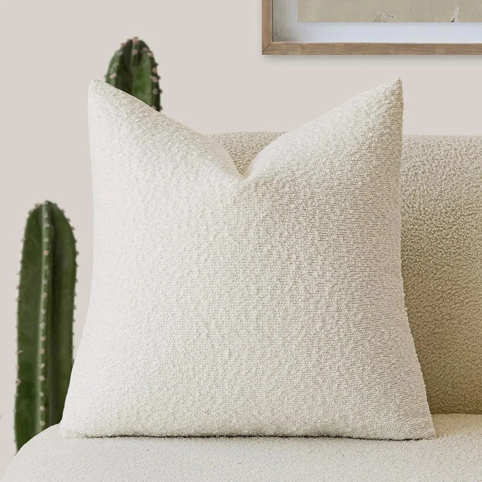 Decorative Bouclé Cushion Cover with Soft Loop Texture - Pillowcase - White - Seravelle Home