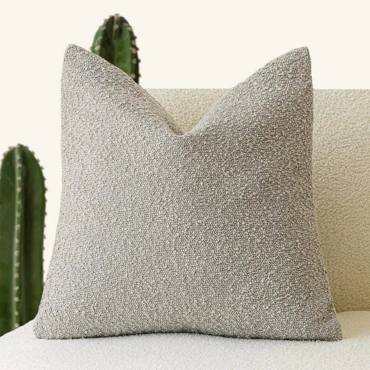 Decorative Bouclé Cushion Cover with Soft Loop Texture - Pillowcase - White - Seravelle Home