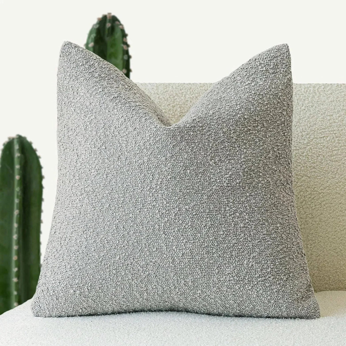 Decorative Bouclé Cushion Cover with Soft Loop Texture - Pillowcase - Light Grey - Seravelle Home