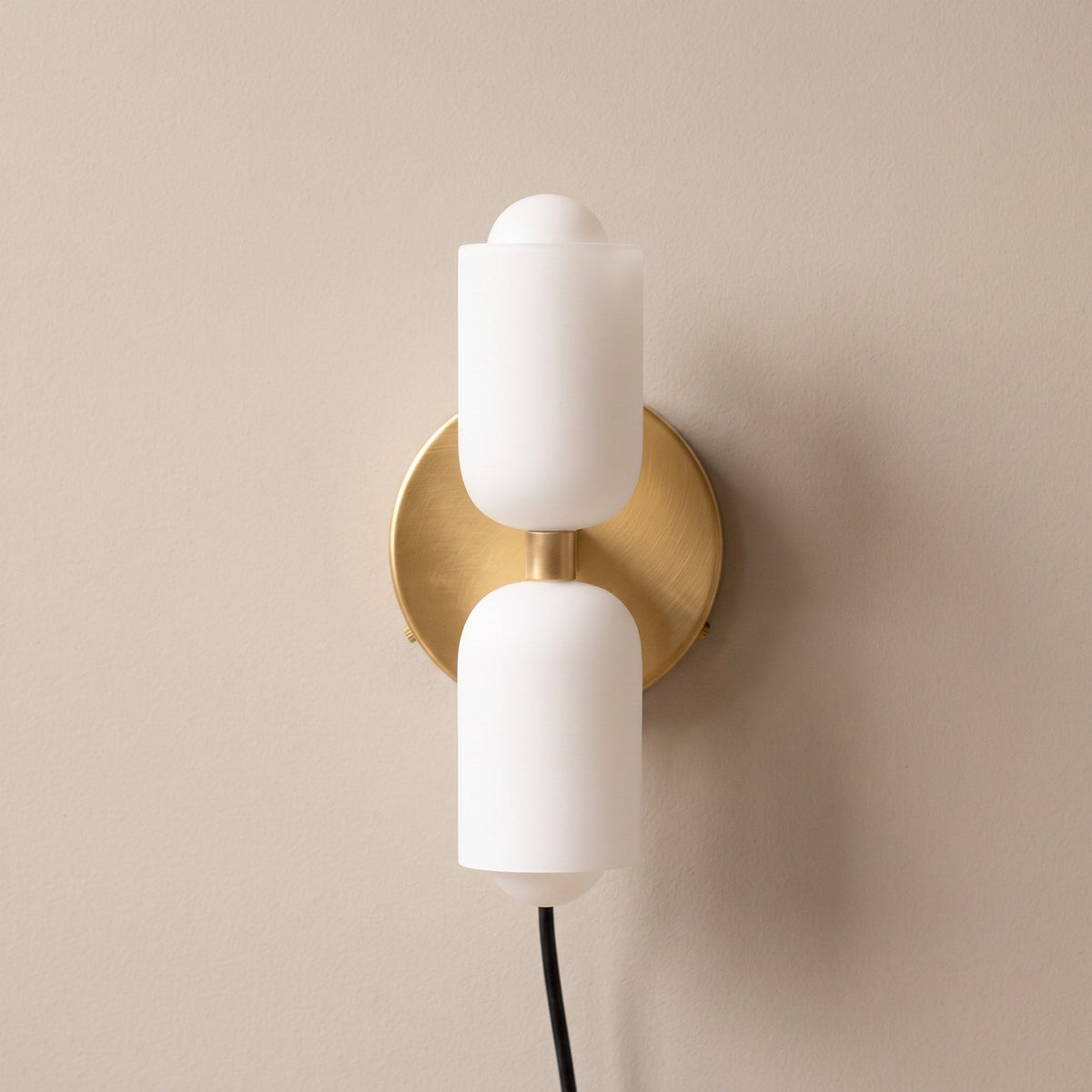 Double Head Wall Lights with Brass Frame and Glass Shades - Wall Light Fixtures - Gold - Seravelle Home