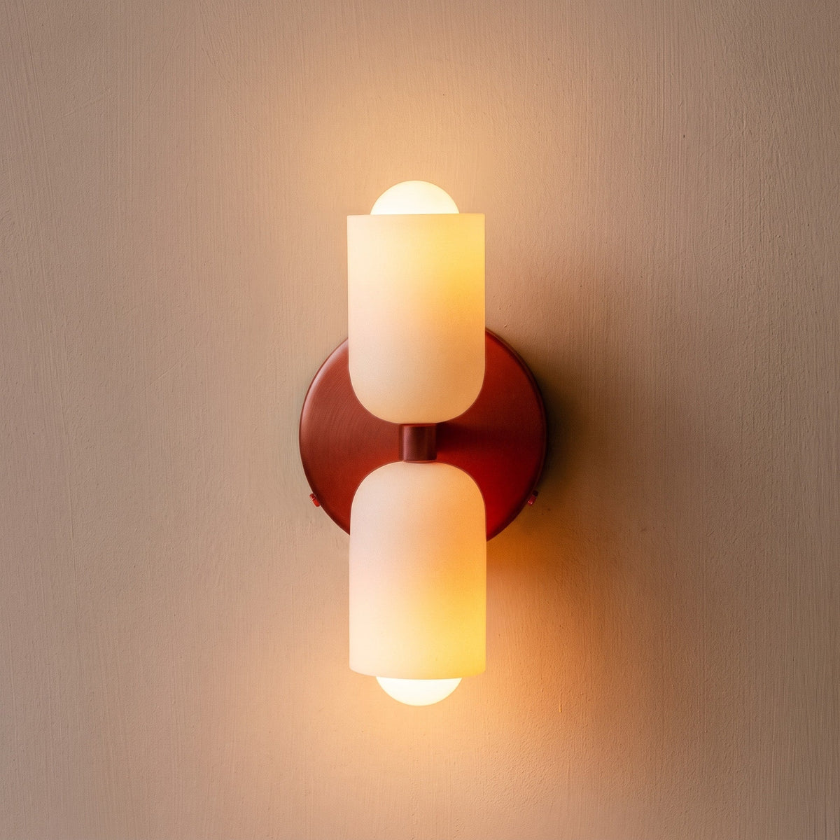 Double Head Wall Lights with Brass Frame and Glass Shades - Wall Light Fixtures - Red - Seravelle Home
