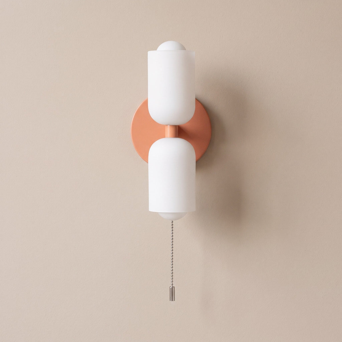 Double Head Wall Lights with Brass Frame and Glass Shades - Wall Light Fixtures - Pink - Seravelle Home