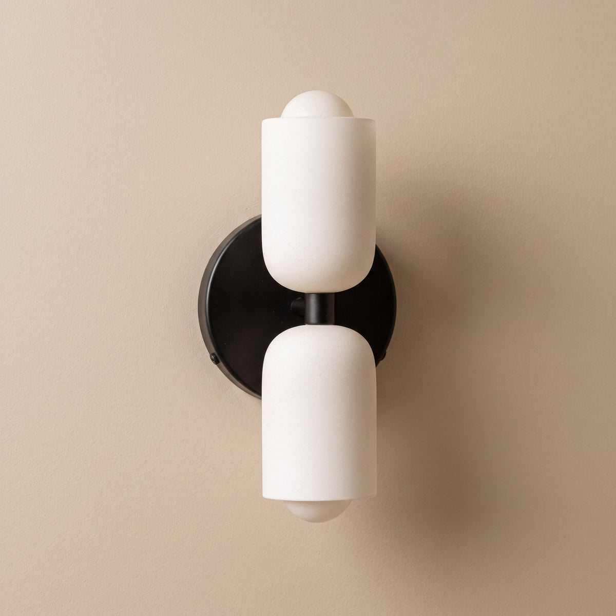 Double Head Wall Lights with Brass Frame and Glass Shades - Wall Light Fixtures - Black - Seravelle Home