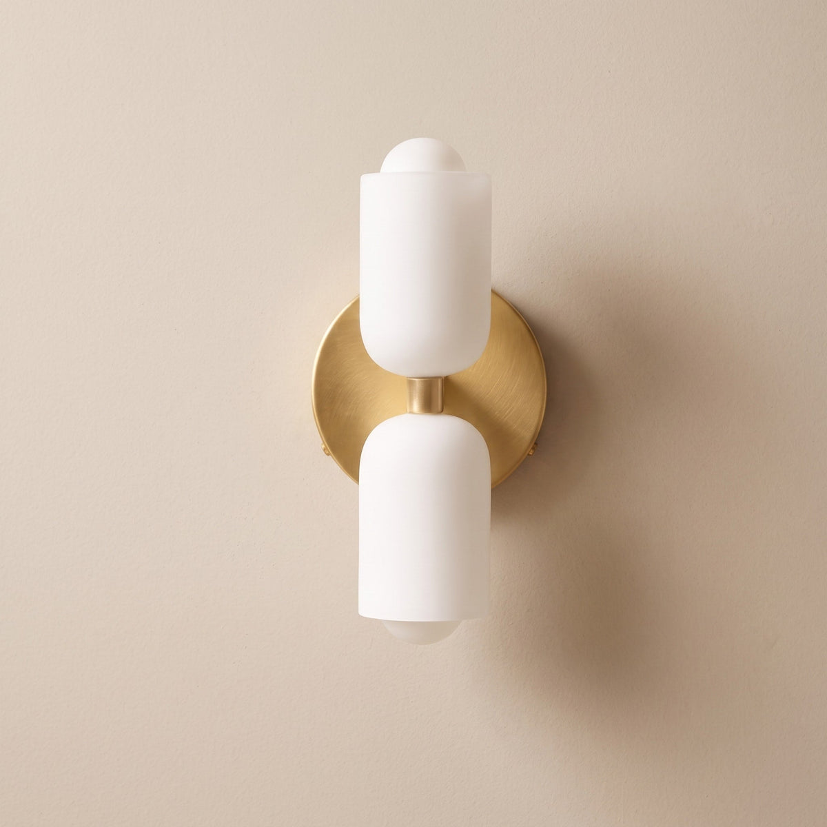Double Head Wall Lights with Brass Frame and Glass Shades - Wall Light Fixtures - Gold - Seravelle Home